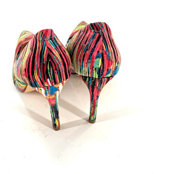 Prabal Gurung for Target Heels 7 Multi Stripe Pink Green Pumps Glam - Picture 3 of 7